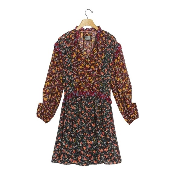 ANTHROPOLOGIE Helene Floral Long Sleeve Tunic Mini Dress XS NWT - Picture 10 of 15